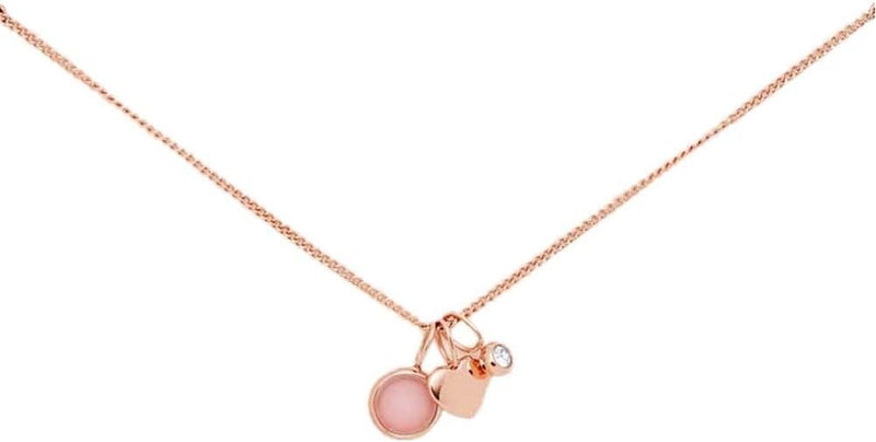 Fossil Collana con ciondolo rotondo da donna in acciaio inossidabile con chiusura a moschettone, tonalità oro rosa