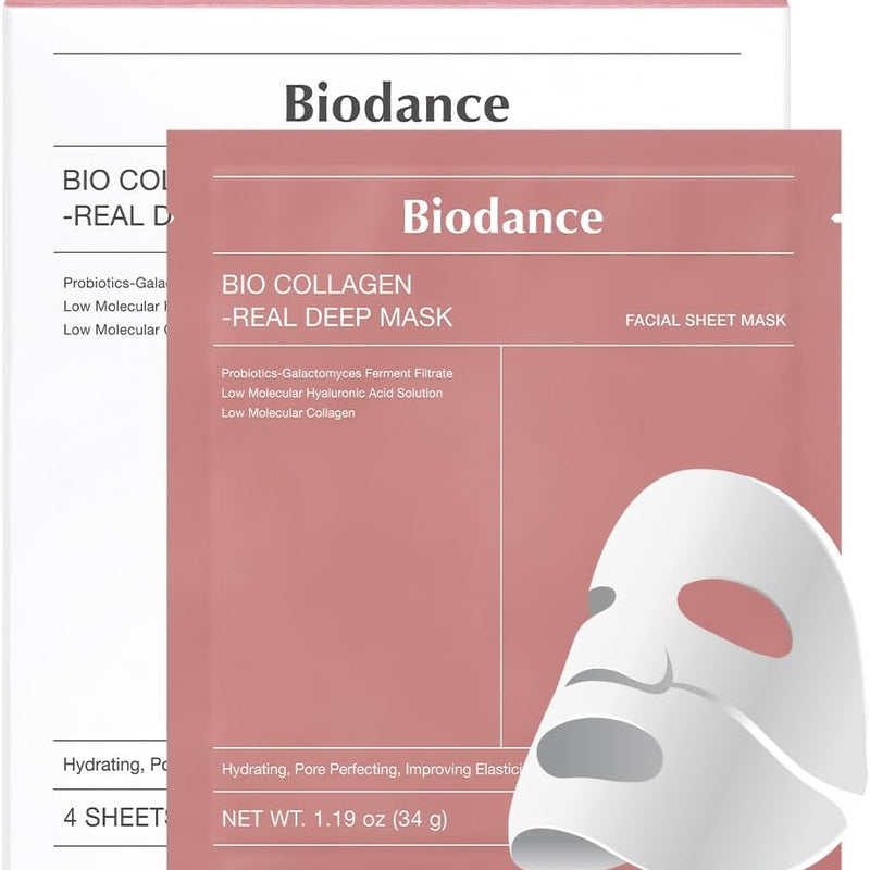 Biodance Bio-Collagen Real Deep Mask 4 Pack - Face Mask, Face Mask, Women Face Mask, Face Mask, Pore Refining, Wrinkle Treatment