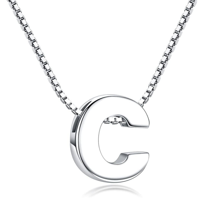 Candyfancy Initial Necklace 925 Silver Women's Letter Alphabet Pendants Name A-Z Pendant Small Chain 18 Inch