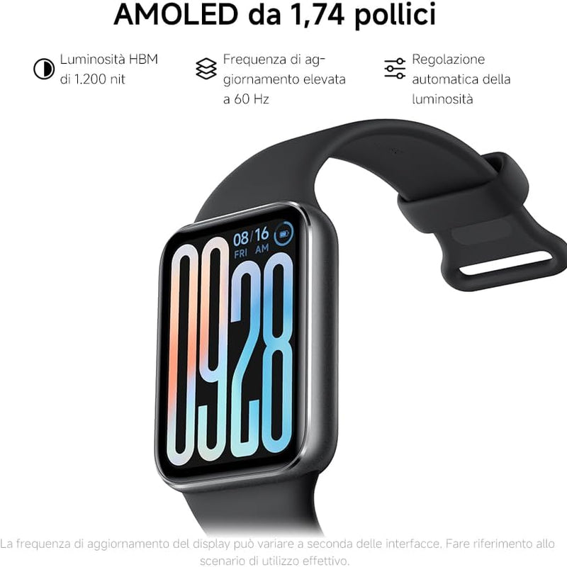 Xiaomi Smart Band 9 Pro, 1.74 inch AMOLED Screen, Aluminium Frame, 21 Days Battery, Improved Monitoring of SpO2, Heart Rate and Sleep, Integrated GPS, Water 5 ATM, Black