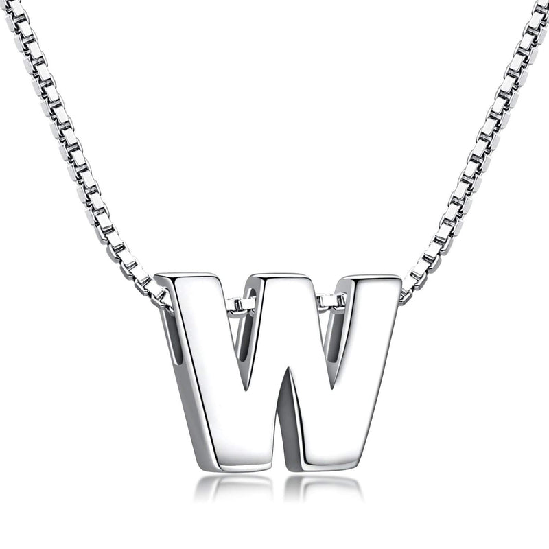 Candyfancy Initial Necklace 925 Silver Women's Letter Alphabet Pendants Name A-Z Pendant Small Chain 18 Inch
