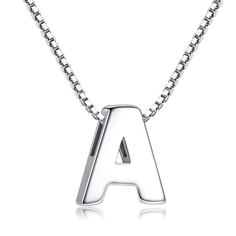 Candyfancy Initial Necklace 925 Silver Women's Letter Alphabet Pendants Name A-Z Pendant Small Chain 18 Inch