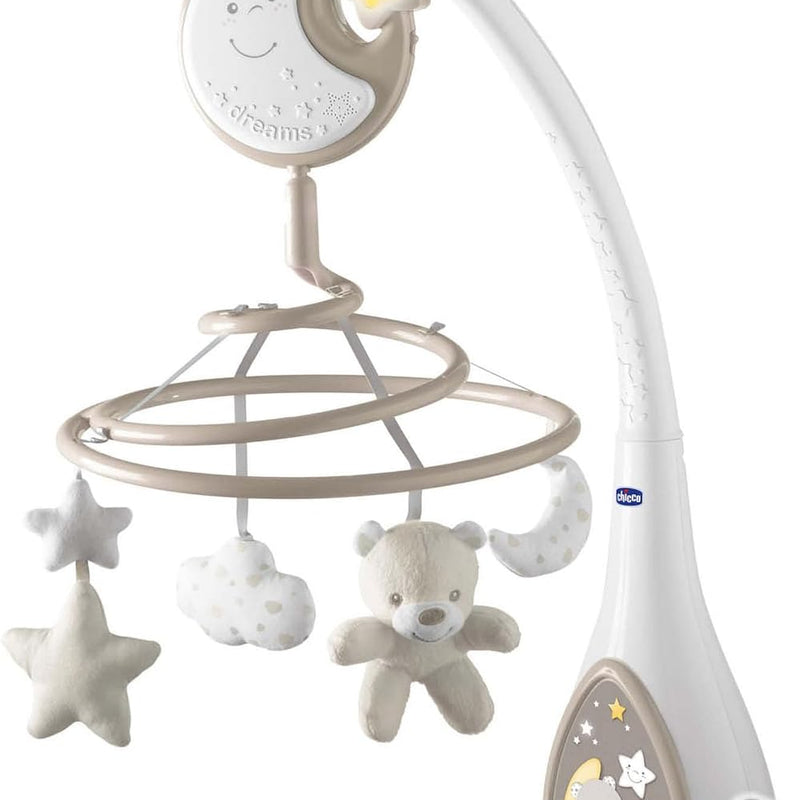 Chicco Next2Dreams 3in1 Baby Mobile with Electronic Music Box for Cot and Cot, Compatible with Chicco Next2Me Cradle, with Sound Effects, Soft Light Projector, Music - 0+ Months, Neutral