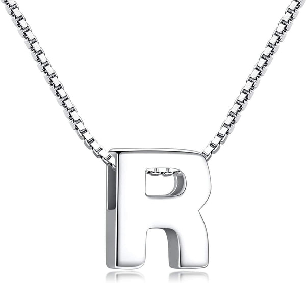 Candyfancy Initial Necklace 925 Silver Women's Letter Alphabet Pendants Name A-Z Pendant Small Chain 18 Inch