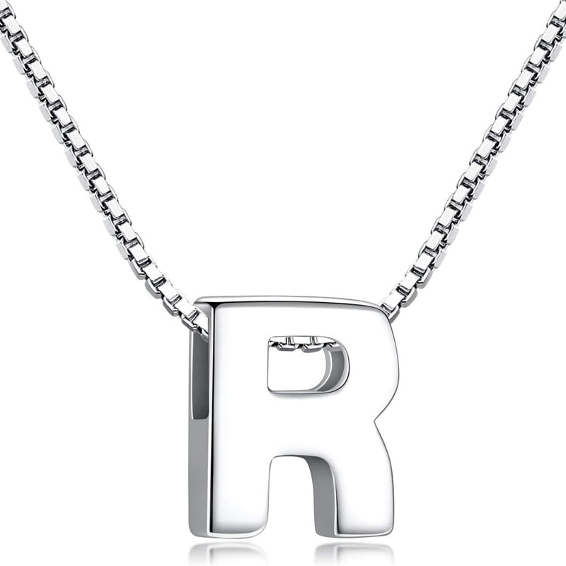 Candyfancy Initial Necklace 925 Silver Women's Letter Alphabet Pendants Name A-Z Pendant Small Chain 18 Inch