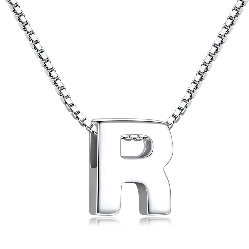 Candyfancy Initial Necklace 925 Silver Women's Letter Alphabet Pendants Name A-Z Pendant Small Chain 18 Inch