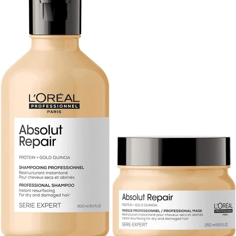 L'Oréal Professionnel Paris | KIT Shampoo Absolut Repair 300 ml + Maschera 250 ml | Routine Ristrutturante per Capelli Secchi e Danneggiati