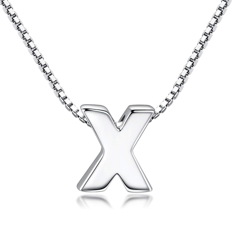 Candyfancy Initial Necklace 925 Silver Women's Letter Alphabet Pendants Name A-Z Pendant Small Chain 18 Inch