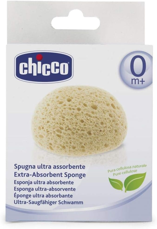 Chicco Ultra Absorbent Sponge, Gentle Baby Bath Sponge, Gentle on Sensitive Skin, Baby Sponge, Yellow, 0 m+