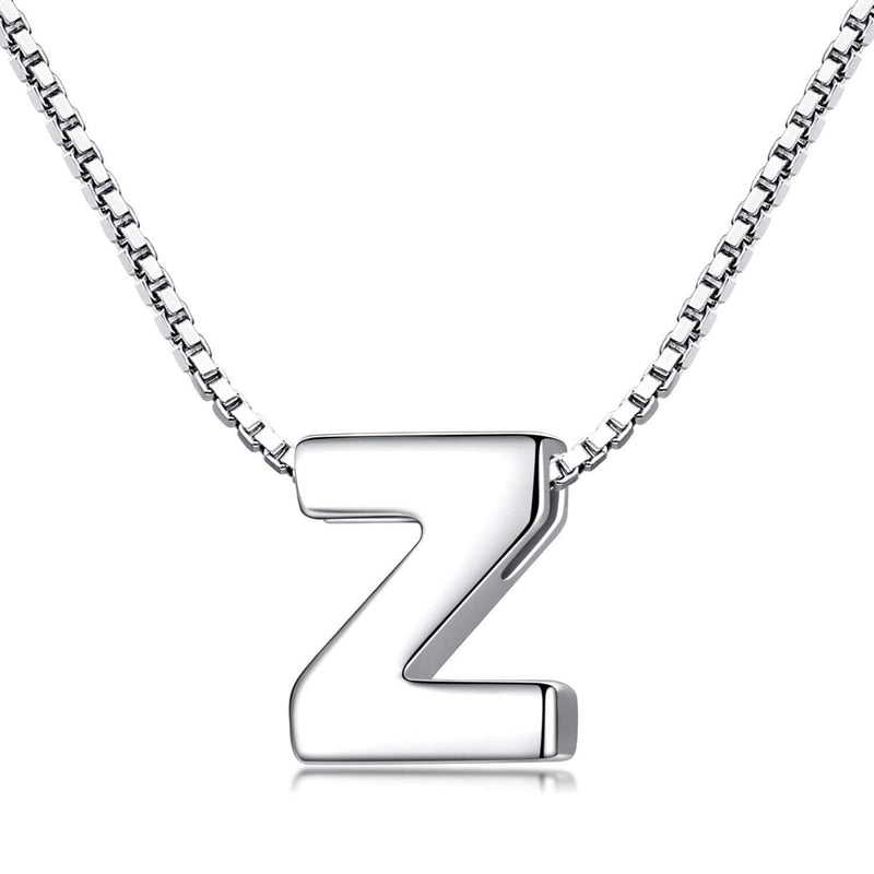 Candyfancy Initial Necklace 925 Silver Women's Letter Alphabet Pendants Name A-Z Pendant Small Chain 18 Inch