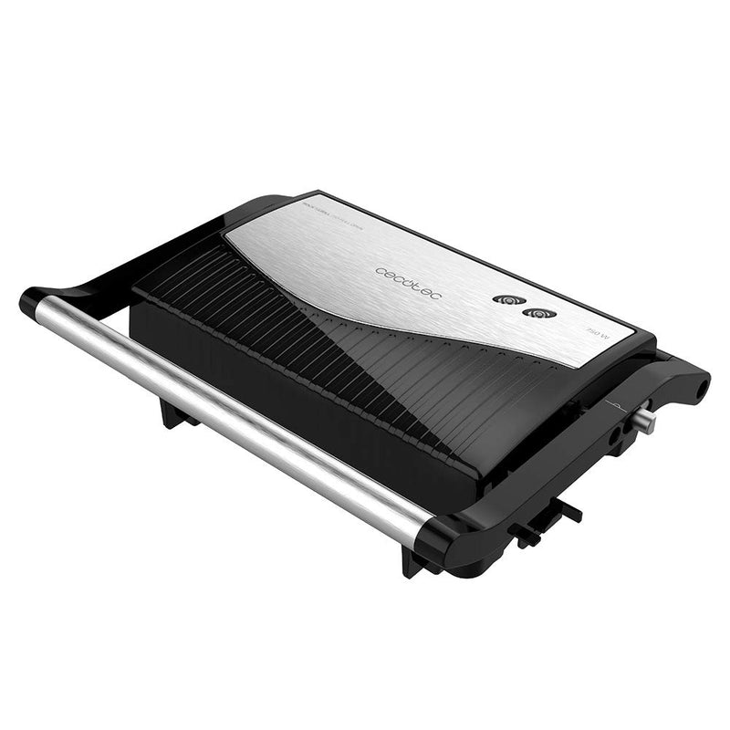 Cecotec Griglia Elettrica Rock'Ngrill 1500 Rapid. 1500 W, Rivestimento Rockstone, Piastra Superiore Regolabile in Altezza, Vassoio Raccogli Grasso, Rivestimento Ecologico, 12,4x30,8x33,2 cm