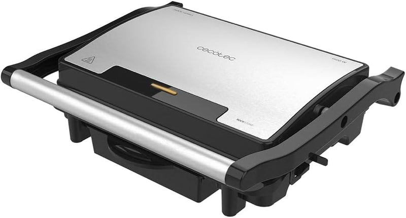 Cecotec Griglia Elettrica Rock'Ngrill 1500 Rapid. 1500 W, Rivestimento Rockstone, Piastra Superiore Regolabile in Altezza, Vassoio Raccogli Grasso, Rivestimento Ecologico, 12,4x30,8x33,2 cm