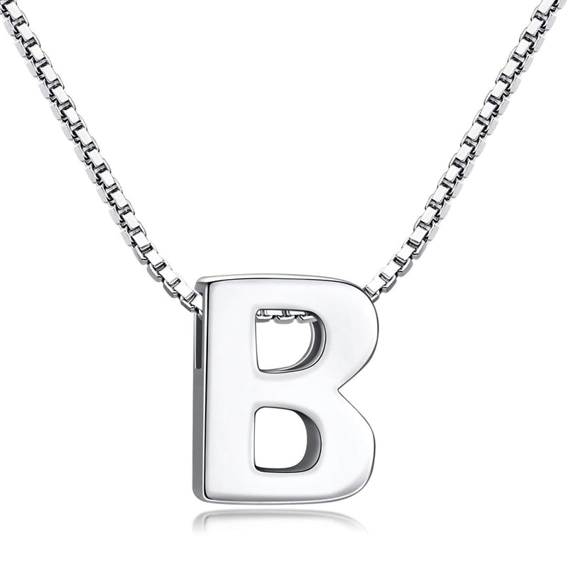 Candyfancy Initial Necklace 925 Silver Women's Letter Alphabet Pendants Name A-Z Pendant Small Chain 18 Inch