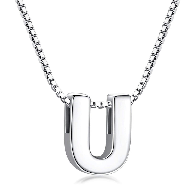 Candyfancy Initial Necklace 925 Silver Women's Letter Alphabet Pendants Name A-Z Pendant Small Chain 18 Inch