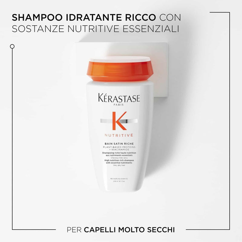Kérastase, Nutritive, Routine Nutriente Per Capelli Molto Secchi, Con Sostanze Nutritive Essenziali, Shampoo Bain Satin Riche + Maschera Masquintense Riche