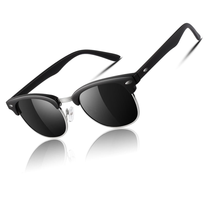 CGID MJ56 Classic Polarized Half Frame Sunglasses with Metal Rivets for Men and Women