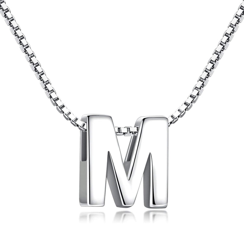Candyfancy Initial Necklace 925 Silver Women's Letter Alphabet Pendants Name A-Z Pendant Small Chain 18 Inch