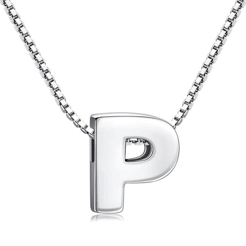 Candyfancy Initial Necklace 925 Silver Women's Letter Alphabet Pendants Name A-Z Pendant Small Chain 18 Inch