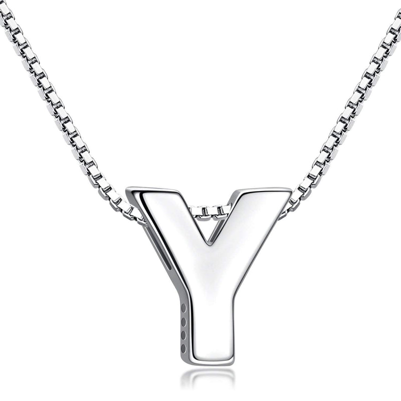 Candyfancy Initial Necklace 925 Silver Women's Letter Alphabet Pendants Name A-Z Pendant Small Chain 18 Inch