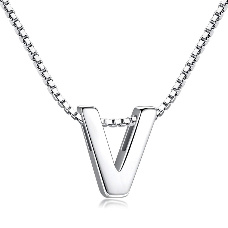 Candyfancy Initial Necklace 925 Silver Women's Letter Alphabet Pendants Name A-Z Pendant Small Chain 18 Inch