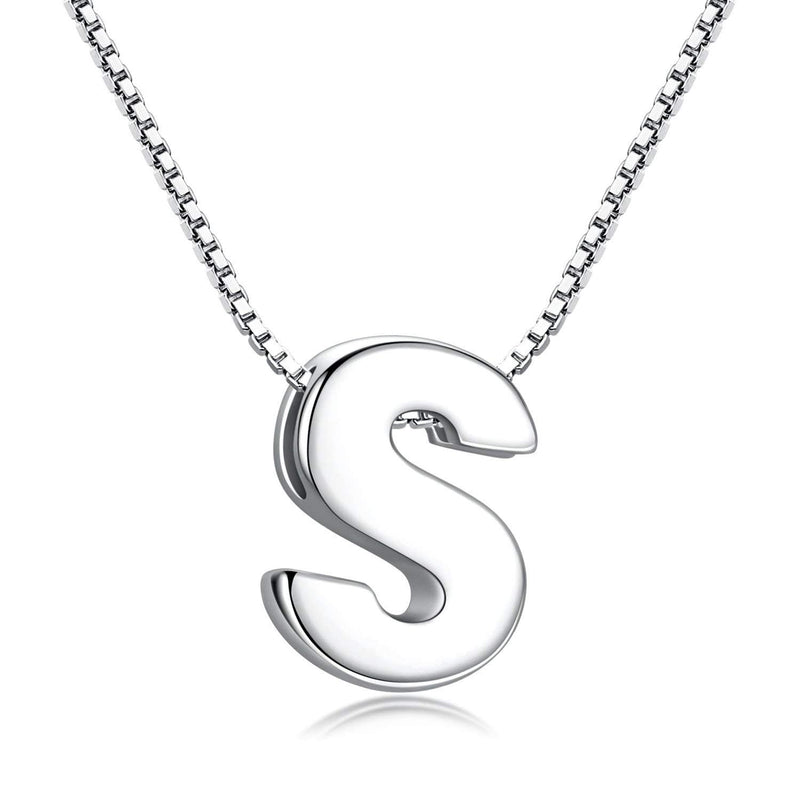 Candyfancy Initial Necklace 925 Silver Women's Letter Alphabet Pendants Name A-Z Pendant Small Chain 18 Inch