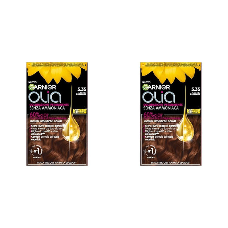 Garnier Olia Hair Dye, Ammonia Free, Covers 100% White Hair, Vegan Formula Formula, Brown