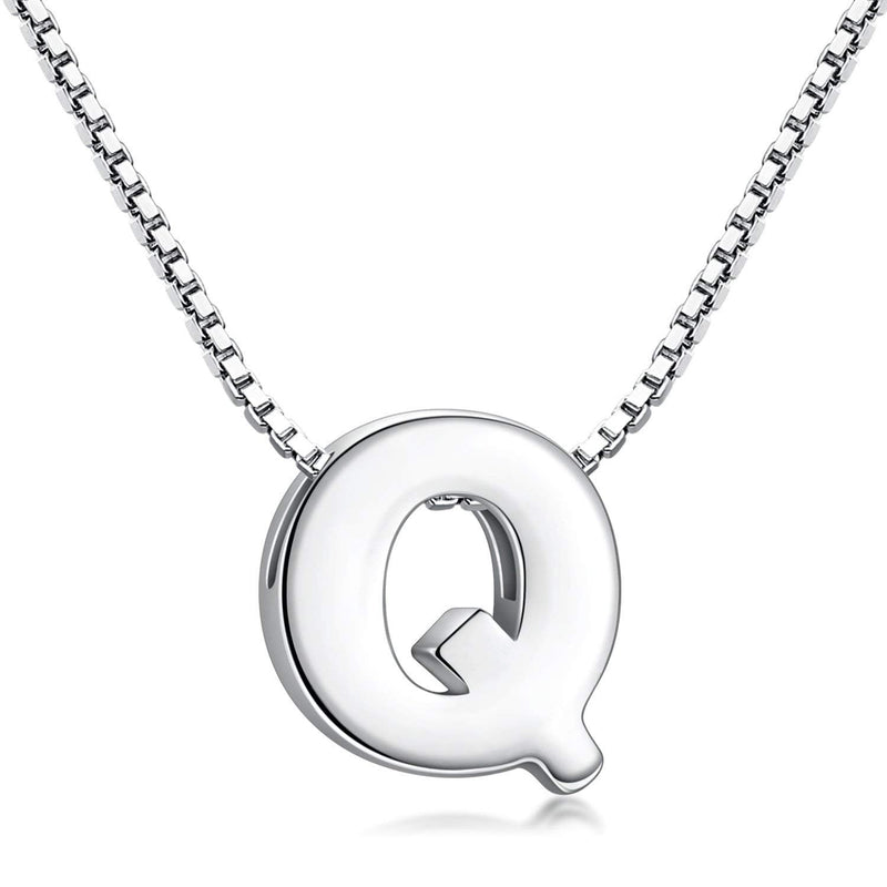 Candyfancy Initial Necklace 925 Silver Women's Letter Alphabet Pendants Name A-Z Pendant Small Chain 18 Inch