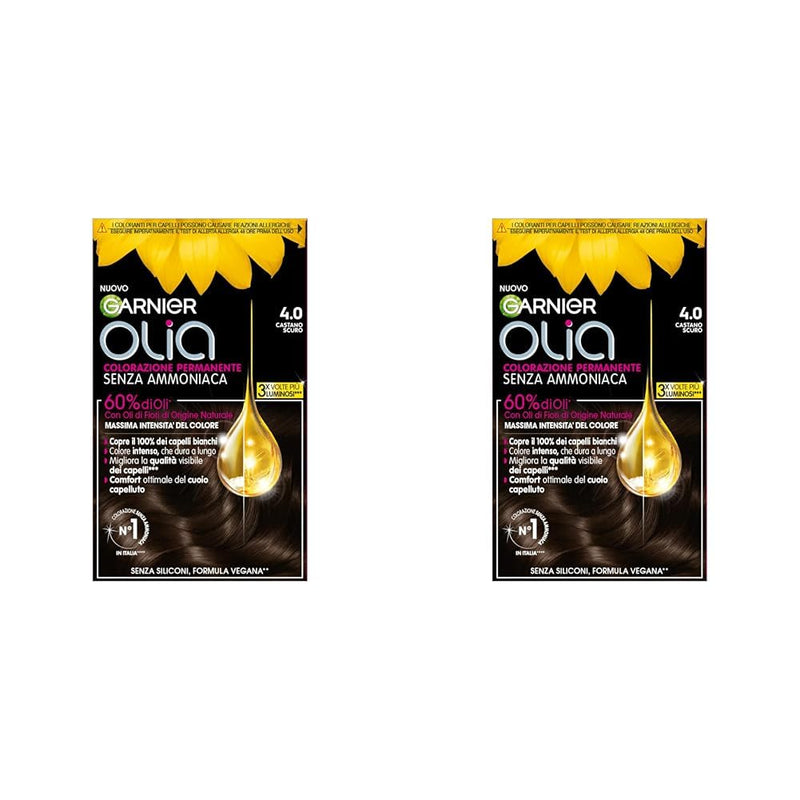 Garnier Olia Hair Dye, Ammonia Free, Covers 100% White Hair, Vegan Formula Formula, Brown