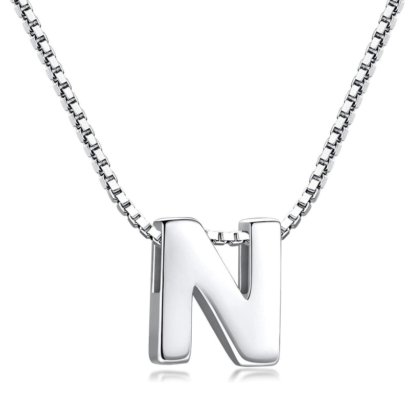 Candyfancy Initial Necklace 925 Silver Women's Letter Alphabet Pendants Name A-Z Pendant Small Chain 18 Inch