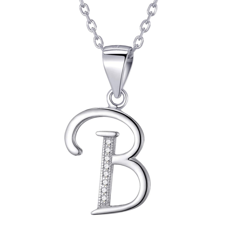 Morella Women's Necklace Silver with Different Letters Pendant 925 Silver Rhodium-Plated with White Zirconia 45 cm
