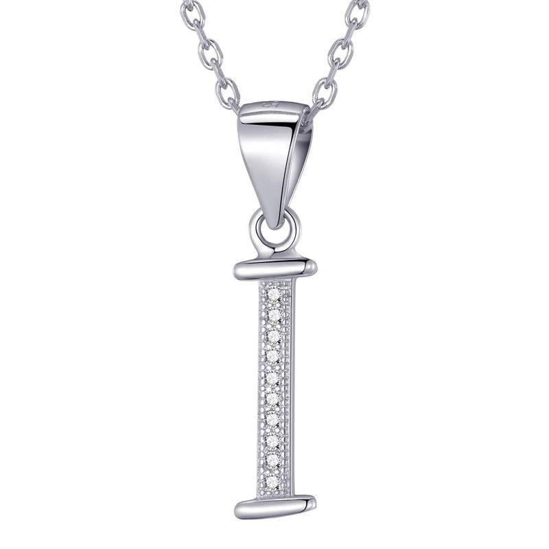 Morella Women's Necklace Silver with Different Letters Pendant 925 Silver Rhodium-Plated with White Zirconia 45 cm