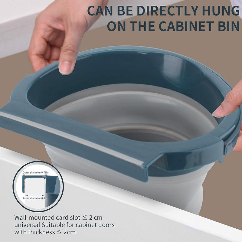Eleganted Kitchen Rubbish Bin, Folding 4L Hanging Bin for Kitchen Bathroom Bin (Grey)
