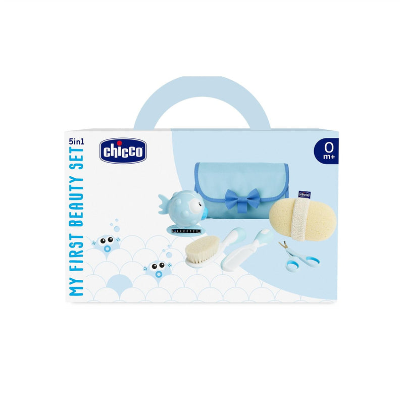 Chicco Baby Bath Set, Gift Idea, Baby Gift, with Comb, Soft Brush, Thermometer, Sponge Bath Glove and a Pair of Scissors, Baby Hygiene, Baby Bath Products, Pink