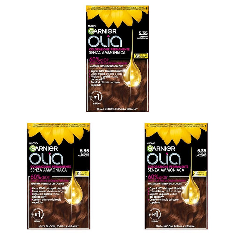 Garnier Olia Hair Dye, Ammonia Free, Covers 100% White Hair, Vegan Formula Formula, Brown