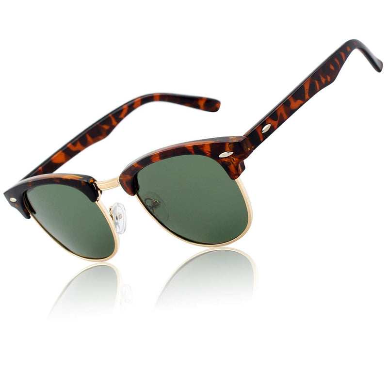 CGID MJ56 Classic Polarized Half Frame Sunglasses with Metal Rivets for Men and Women