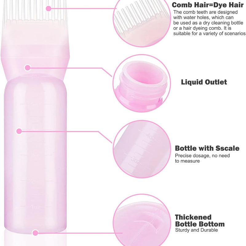 dshyuauoci Hair Oil Applicator, 160 ml Hair Oil Dispenser with Scale, Hair Dyeing at Home for Medicine, Care and Hair Dying, Barber Shops Pink