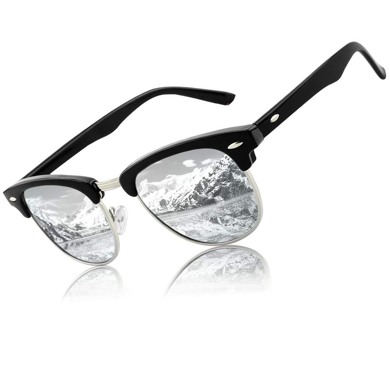 CGID MJ56 Classic Polarized Half Frame Sunglasses with Metal Rivets for Men and Women