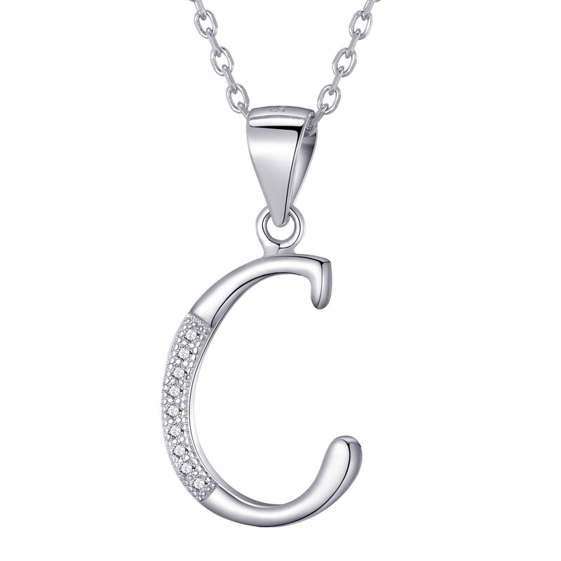 Morella Women's Necklace Silver with Different Letters Pendant 925 Silver Rhodium-Plated with White Zirconia 45 cm