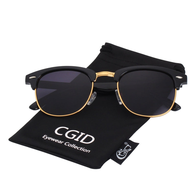 CGID MJ56 Classic Polarized Half Frame Sunglasses with Metal Rivets for Men and Women