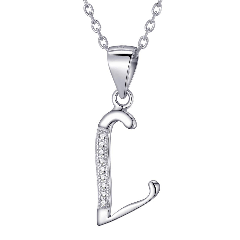 Morella Women's Necklace Silver with Different Letters Pendant 925 Silver Rhodium-Plated with White Zirconia 45 cm