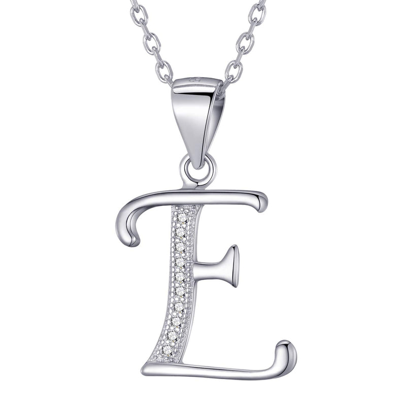 Morella Women's Necklace Silver with Different Letters Pendant 925 Silver Rhodium-Plated with White Zirconia 45 cm