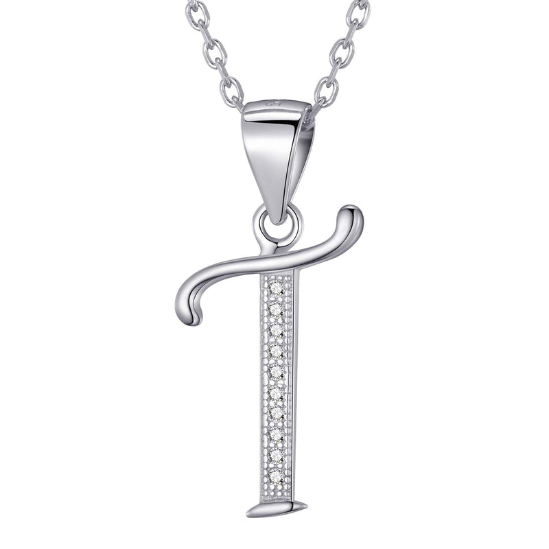 Morella Women's Necklace Silver with Different Letters Pendant 925 Silver Rhodium-Plated with White Zirconia 45 cm