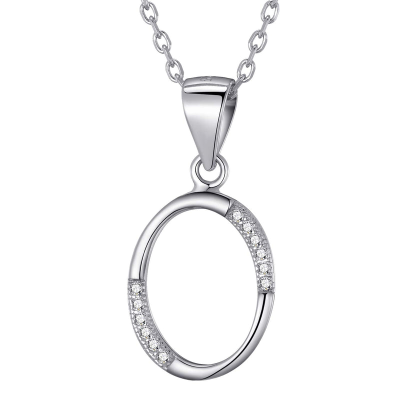 Morella Women's Necklace Silver with Different Letters Pendant 925 Silver Rhodium-Plated with White Zirconia 45 cm