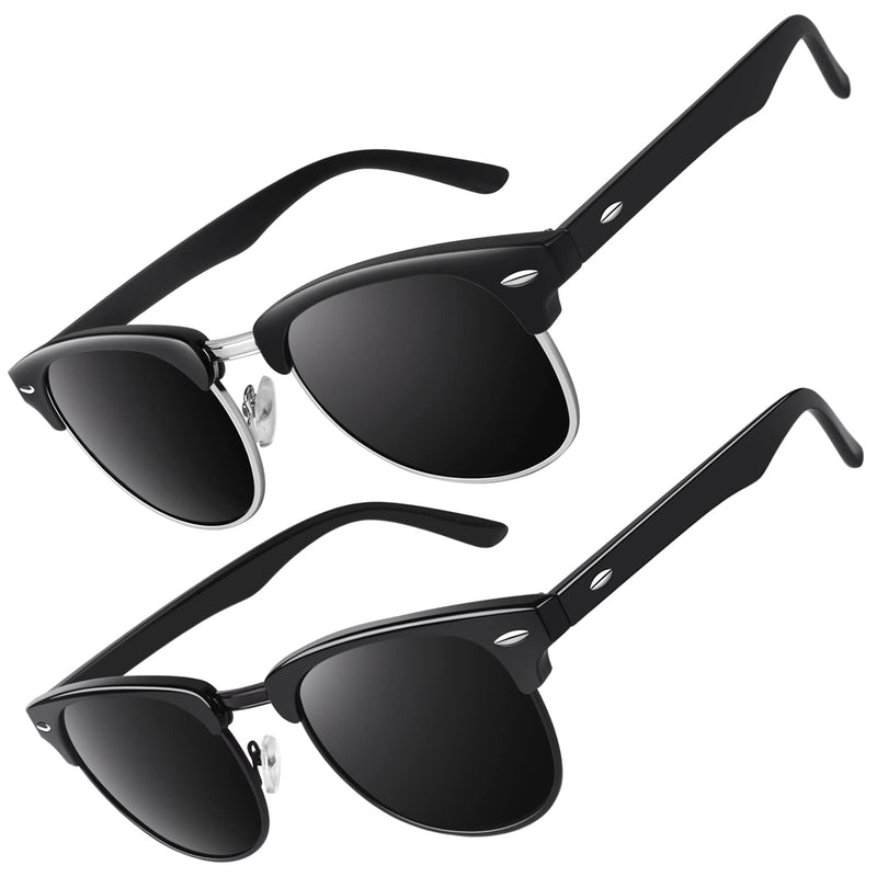 CGID MJ56 Classic Polarized Half Frame Sunglasses with Metal Rivets for Men and Women