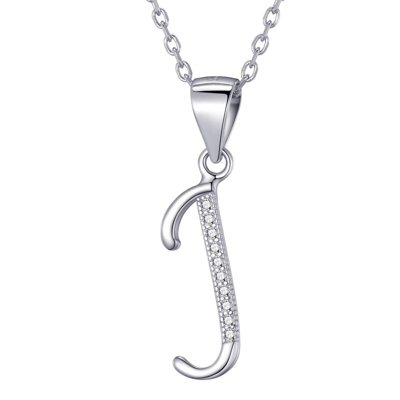 Morella Women's Necklace Silver with Different Letters Pendant 925 Silver Rhodium-Plated with White Zirconia 45 cm