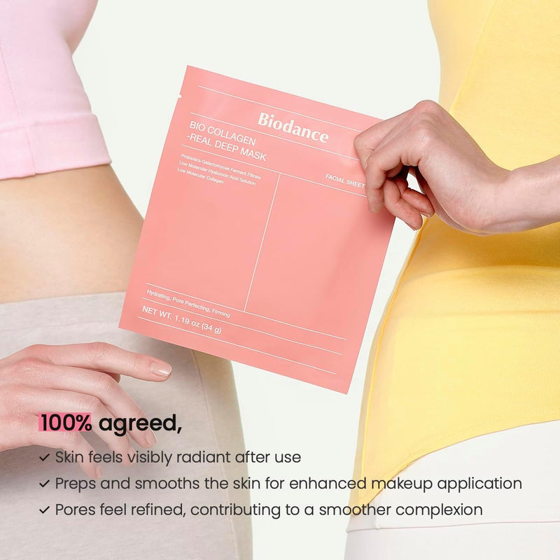 Biodance Bio-Collagen Real Deep Mask 4 Pack - Face Mask, Face Mask, Women Face Mask, Face Mask, Pore Refining, Wrinkle Treatment