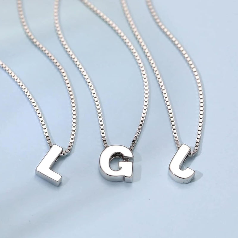 Candyfancy Initial Necklace 925 Silver Women's Letter Alphabet Pendants Name A-Z Pendant Small Chain 18 Inch