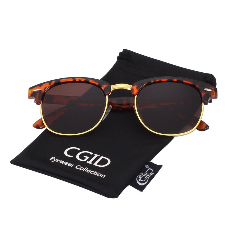 CGID MJ56 Classic Polarized Half Frame Sunglasses with Metal Rivets for Men and Women