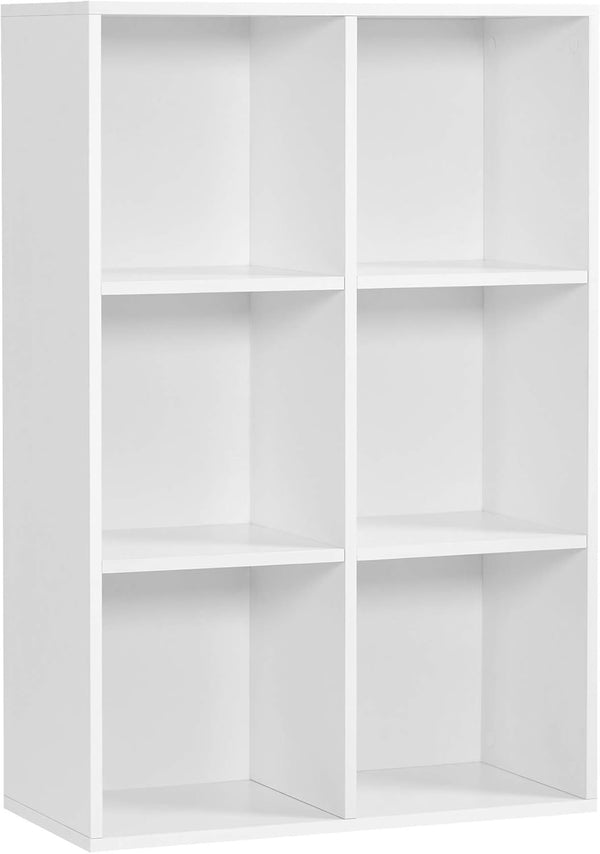 VASAGLE Libreria a 6 Cubi, Scaffale Espositore per Decorazioni, Souvenir, Piante, per Studio, Ufficio, Soggiorno, 30 x 65,5 x 97,5 cm, Bianco LBC203D