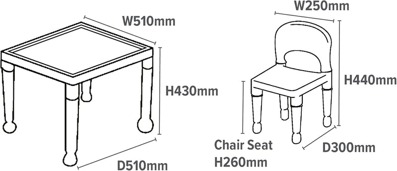 Liberty House Toys - Children's Play Table with 2 Chairs, Plastic, Multicoloured